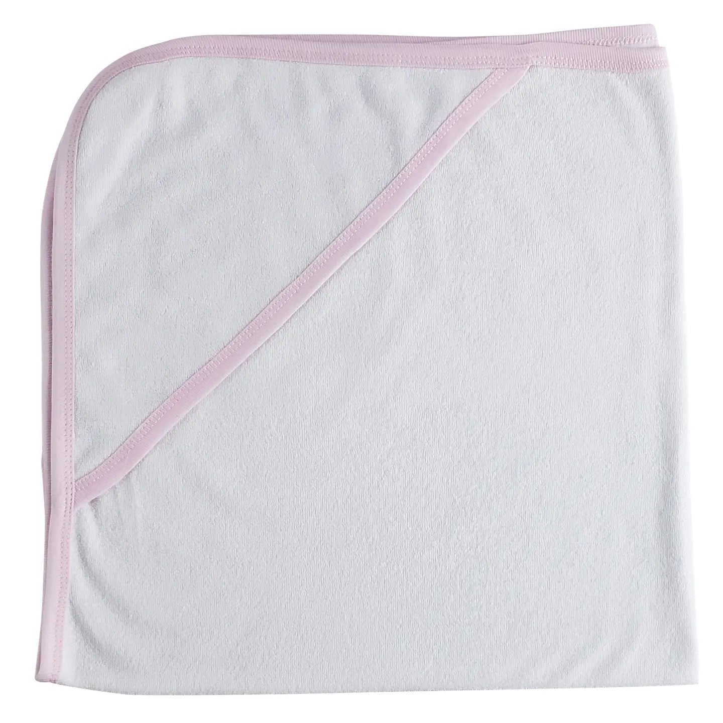 Hooded Towel with Pink or Blue Binding
